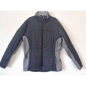 Polar Edge Puffer Jacket Womens Black Gray Full Zip Coat Winter Fall Snow Jacket
